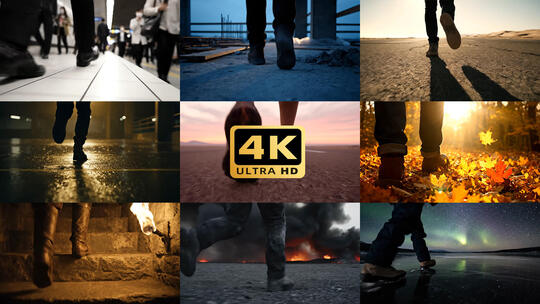 不同场景下人物脚步特写素材高清在线视频素材下载