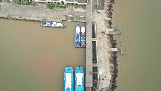 江门上下川岛客运码头航拍视频素材模板下载