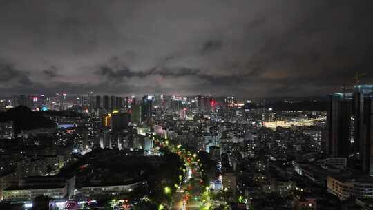 广东深圳城市大景夜景灯光航拍