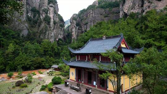 航拍5A景区雁荡山灵岩景观区灵岩寺