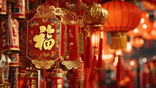 春节元宵喜庆新年福字灯笼对联