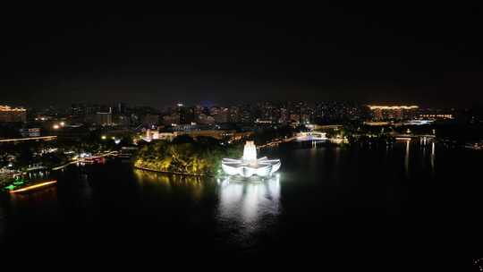 浙江嘉兴平湖东湖景区 李叔同纪念馆 夜晚