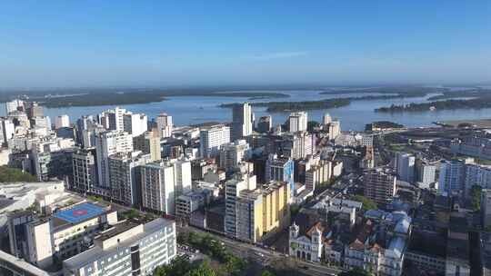 阿雷格里港天际线位于巴西南里奥格兰德的阿