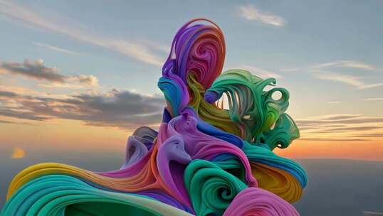 彩色抽象艺术元素3D渲染