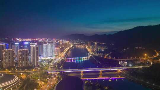 福建三明夜景延时航拍三明延时三明夜景