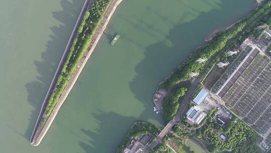 航拍葛洲坝大坝宜昌西陵区城区水电站4k