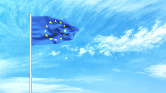 欧盟国旗空中飘扬