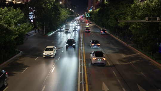 城市街道车流夜景视频素材模板下载