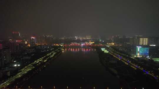 广西南宁城市夜景灯光航拍