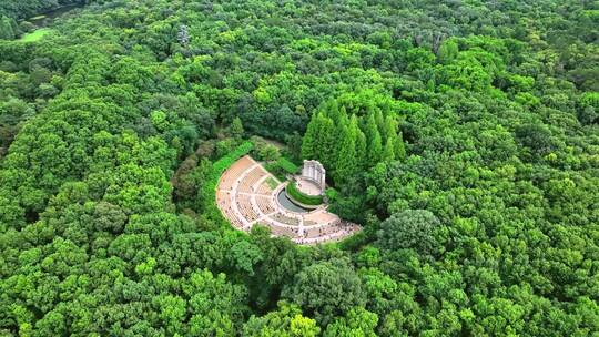 夏季航拍环绕南京中山陵景区音乐台