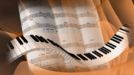 音乐音符钢琴合成背景视频素材模板下载