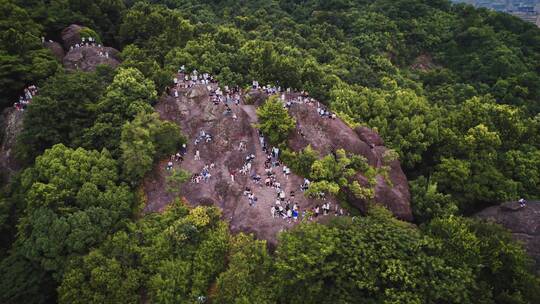 航拍杭州西湖/宝石山/白堤黄龙体育中心