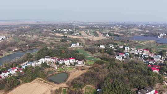 乡村田野村庄航拍全景