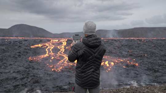 人，无人机摄影，摄影师，火山