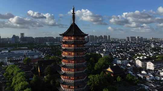 江南姑苏地标报恩寺北寺塔（航拍运镜）