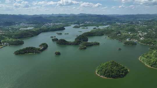 贵州贵阳市百花湖风景区航拍自然风光