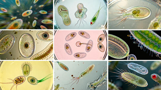 微生物草履虫 变形虫  显微镜下的微生物