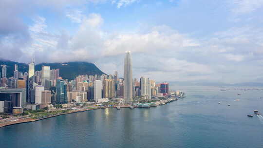 鸟瞰超翻拍4k香港维多利亚港的视频。香港
