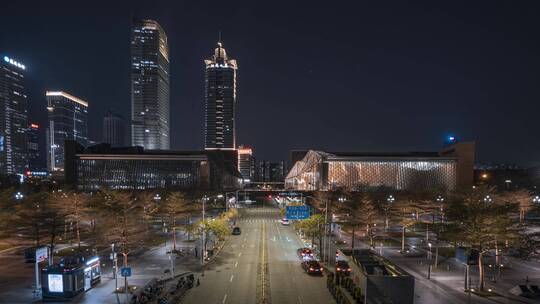 深圳_深圳图书馆_深圳音乐厅_夜景延时4K