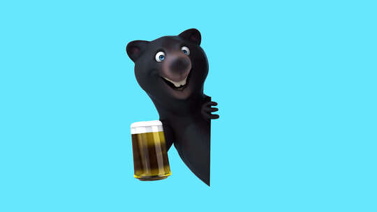 有趣的3D卡通熊和啤酒（包括alpha通
