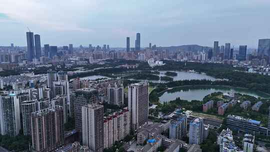 长沙cbd鸟瞰城市夜景霓虹繁华经济