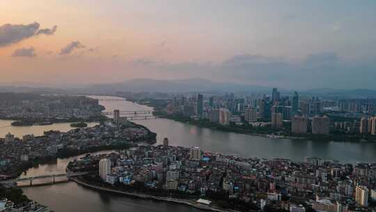 广东惠州惠城区日转夜城市风光延时