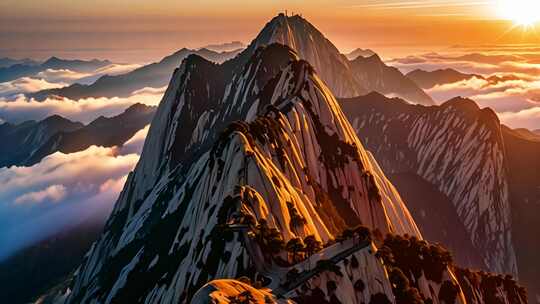 华山五岳华山名山大川中国名山华山云雾