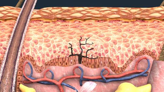 皮肤的层次皮肤冷热感觉 皮神经 三维动画