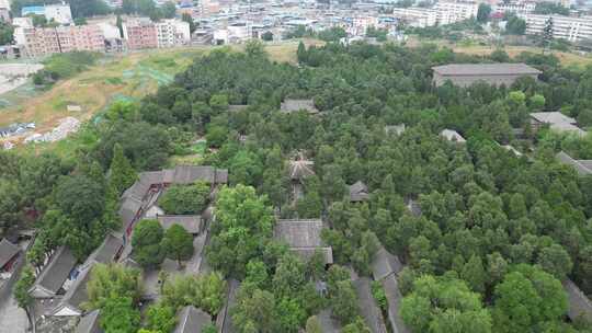 航拍河南南阳卧龙岗武侯祠