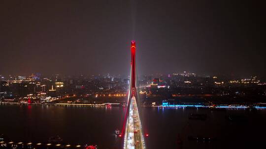 杨浦大桥夜景航拍风光