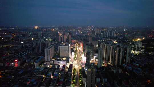 湖南省衡阳市蒸湘区船山大道夜景4k航拍