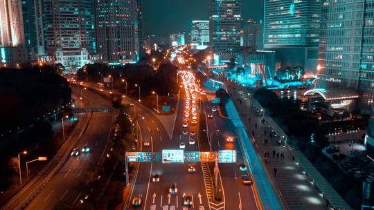 上海中心大厦夜景航拍