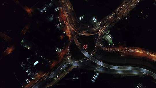 城市夜间道路系统航拍