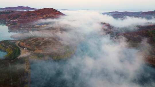 航拍山河云海自然风景