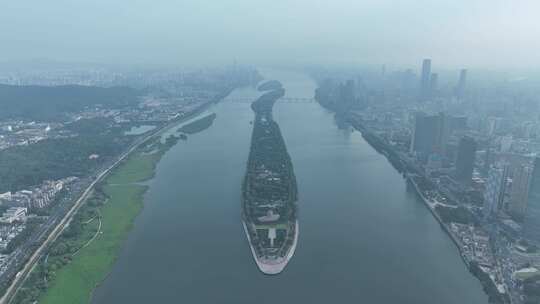 长沙橘子洲头航拍湘江橘子洲景区长沙地标