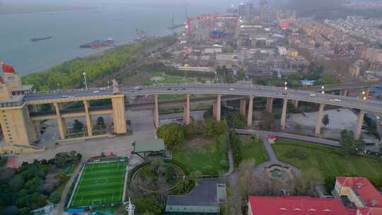 南京市鼓楼区南京长江大桥夜晚夜景城市地标视频素材模板下载