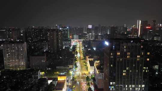 四川成都城市夜景灯光航拍