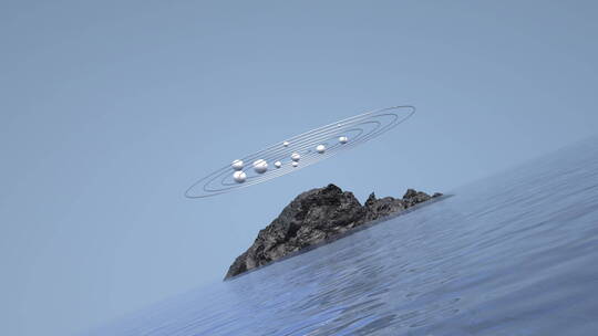 海洋孤岛和抽象空中转动太阳系星球动态视频