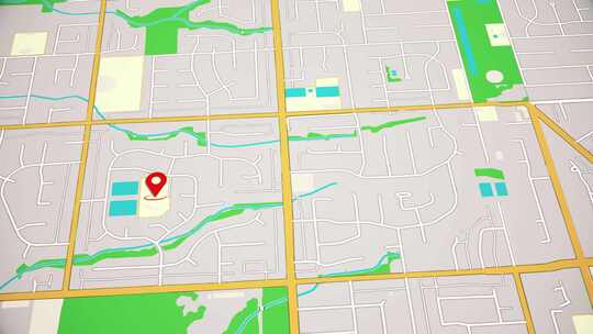GPS跟踪。城市地图位置指针。导航地图