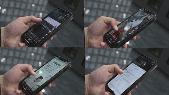 手持手机浏览刷抖音短视频画面