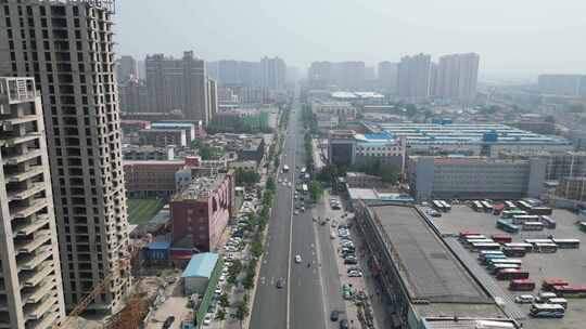 河北邯郸火车站建筑交通航拍