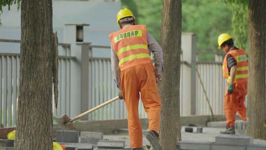 城市街道/道路/养护工人/疫情下的城市