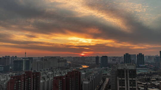 城市黄昏夕阳晚霞视频素材模板下载