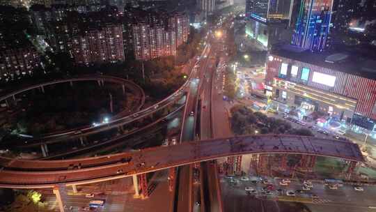 福州台江区尤溪洲大桥立交桥航拍车流夜晚夜