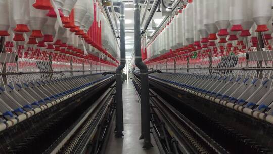 工业纺织车间机器运转视频素材模板下载