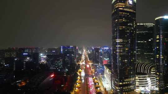 成都天府新城天府大道交通车流夜景