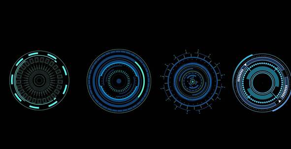 四种科技背景HUD元素