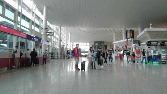 杭州萧山国际机场等候大厅视频素材模板下载