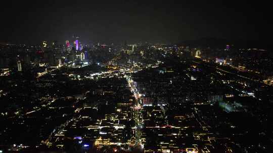 江苏南京老门东秦淮河夜景灯光航拍