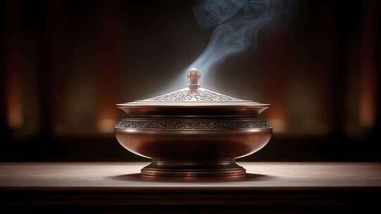 唐朝铜香炉青烟袅袅禅意十足